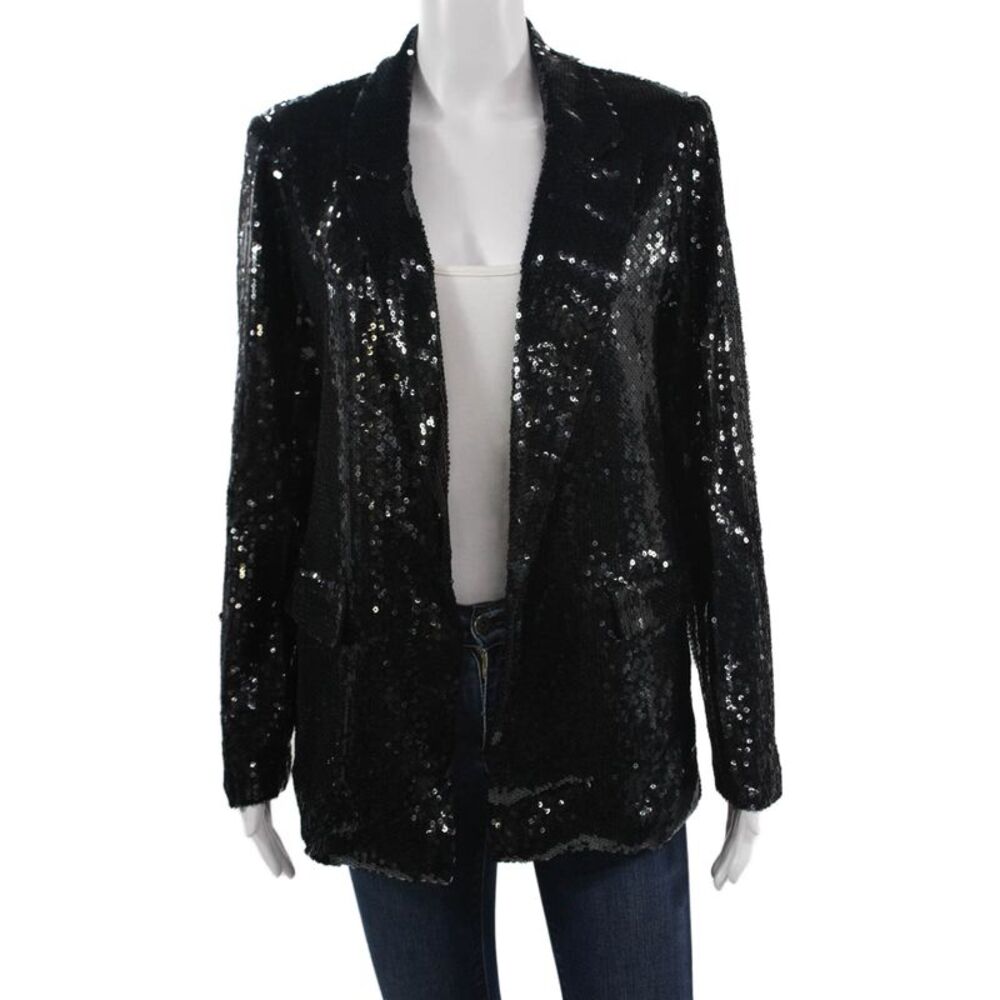 Picadilly Womens Black Collared Long Sleeve Blazer Polyester Blend Size S